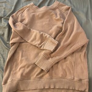 Aerie Oversized Tan Crewneck Sweater